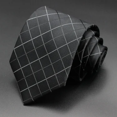 Luxury Black Colors 8CM Men's Necktie Paisley Striped Jacquard Cravat Business Ties For Man 4