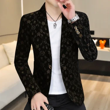 High Quality Casual Corduroy Blazers Jacket 2025 Spring Autumn Men's Slim Fit Suit Coat Streetwear Plus Size M-5XL Tops Clothing 1