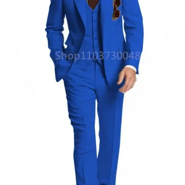 3 PiecesFashion Solid Men Wedding Suits Slim Fit Peak Lapel Blazer Vest Pants Formal Business Wear Groom Tuxedos Costume Homme 4