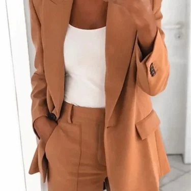 S-5XL Women's Blazer Casual Long-sleeved Top Solid Color Suit Collar Button Simple Temperament Commuter Plus Size Blazer 4