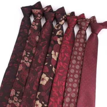 NEW 8cm Wide Tie For Man Jacquard Necktie Luxury Flower Business Neck Tie Suit Cravat Dark Red Ties For Wedding Party Men Gift 1
