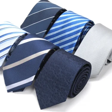 Tie Gravatas Fashion Jacquard Woven 7 Cm Necktie Wedding Accessories Dark Blue Man Stripe Fit Group Party Office Dropshipping 1