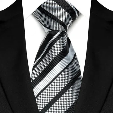 Luxury 8CM Mens Necktie Gray Sliver Color Dot Stripes Solid Tie For Man Groom Jacquard Woven Neck Tie For Business Wedding Party 5