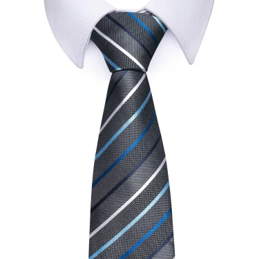 Brand Classic Grey Plaid 8 cm Silk Tie For Men Suit Accessories Wedding Gravatas Fit Workplace Birthday Gift 5