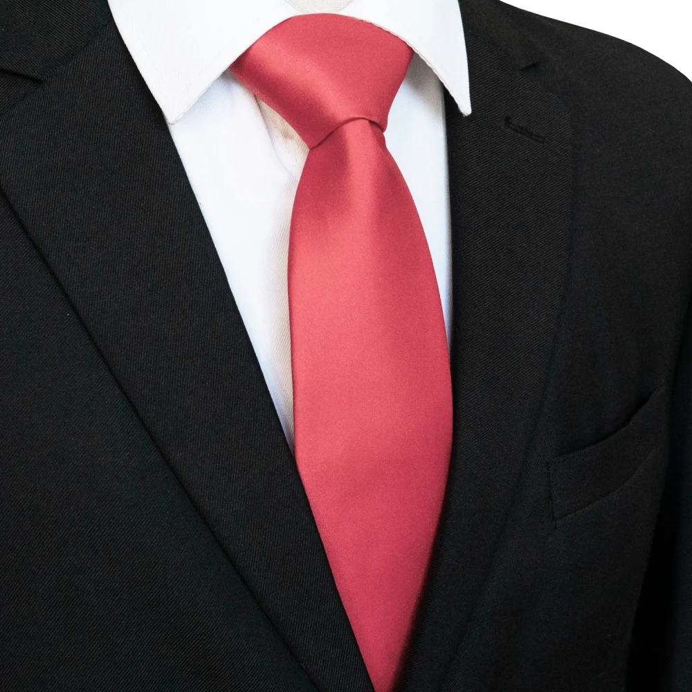 KAMBERFT Classic New 8cm ties Men's Solid Color Necktie pink Red yellow Satin Ties For Man Business Wedding Party Tie Gift 5
