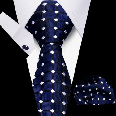 Elegant Ties For Men Gift Fashion Men Tie Set Striped Luxury Necktie Handchief Cufflinks 3 Pcs Business Wedding Suit Accessories 5