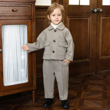 Children Blazers Set Fall Winter Thick Casual British Style Boys Suits for Weddings Gray Piano Performance Costume 2 To 12 Years 1