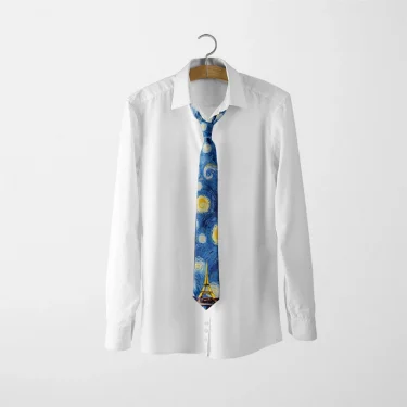 Art oil painting tie Van Gogh starry sunflower men's fashion business tie men's and women's party shirt suit accessories 4