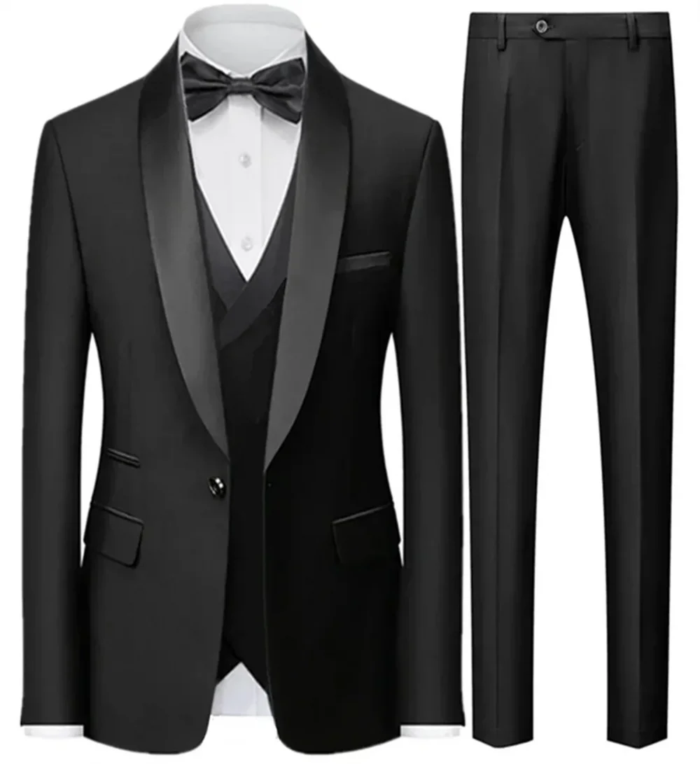3 Pieces Set Blazers Jacket Vest Pants / Fashion Men Casual High Quality Business Slim Groom Wedding Formal Suit Coat Trousers 6