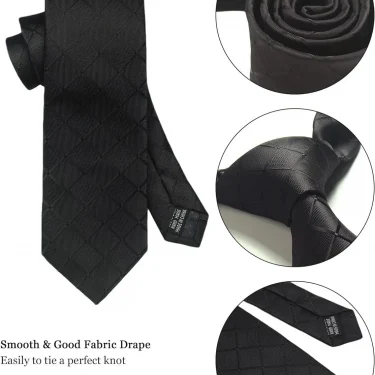 Luxury 8CM Men Silk Necktie Plaid&Check Ties Pocket Square Cufflink Tie Clip Gift box Set For Man Groom Formal Business Jacquard 5