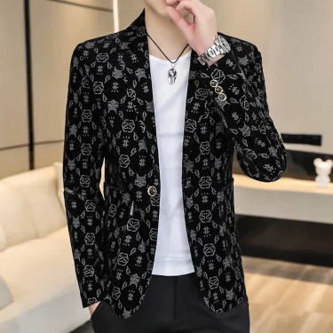 High Quality Casual Corduroy Blazers Jacket 2025 Spring Autumn Men's Slim Fit Suit Coat Streetwear Plus Size M-5XL Tops Clothing 4