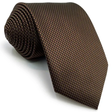 U27 Brown Houndstooth Necktie Set Handmade Wedding Fashion Extra Long Size Classic Ties for Mens Hanky 4