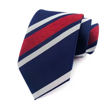 Luxury 8CM Mens Ties Necktie Red Color Stripes Ties For Man Groom Jacquard Woven Neck Tie For Business Wedding Party 5