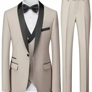 3 Pieces Set Blazers Jacket Vest Pants / Fashion Men Casual High Quality Business Slim Groom Wedding Formal Suit Coat Trousers 1