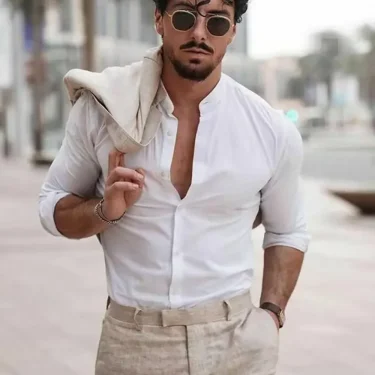 2 Piece Casual Beige Linen Men Suits Single Breasted Slim Fit Notch Lapel Blazer with Pants High Quality Wedding Costume Homme f 2