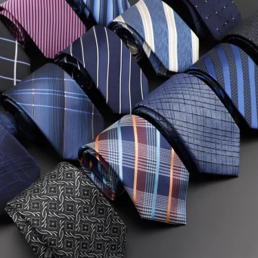 New Men's Tie Classic Solid Color Stripe Flower Floral 8cm Jacquard Necktie Accessories Daily Wear Cravat Wedding Party Gift 1