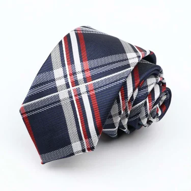 Fashion 6cm Narrow Polyester Necktie For Men Business Meeting Formal Jacquard Striped Plaid Skinny Tie Daily Wear Cravat Gift 6