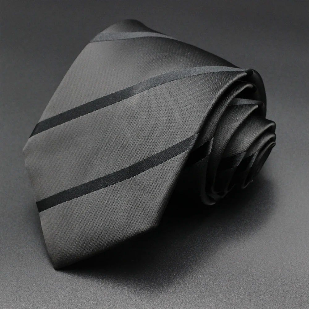 Luxury Black Colors 8CM Men's Necktie Paisley Striped Jacquard Cravat Business Ties For Man 6