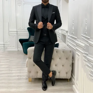 Design Men's Suits 3 Pieces Slim Fit Suit Formal Business Groom Wear Costume Wedding Tuxedos Blazer Vest Pants Homme Mariage 4