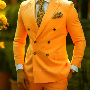 2 Pieces Solid Men Suits Set Fashion New Men's Formal Business/Wedding Groom Suits Peak Lapel Double Breasted Blazer Trousers 3