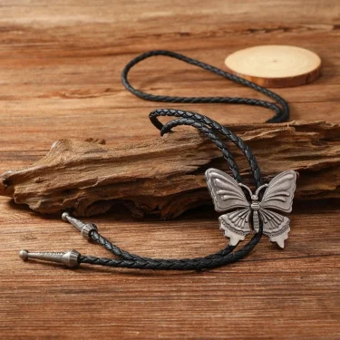 1pc/2pcs Adjustable Bolo Tie Popular Cowboy Teens Men Women Dance Necktie Gothic Shirts Alloy Butterfly Buckle Pendant 2