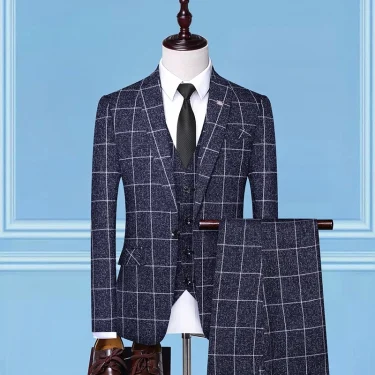 2025 Slim-Fit Three-Piece Suit Vest Trousers Set High-End Boutique British Wedding Party Trend Casual Formal Dress 1