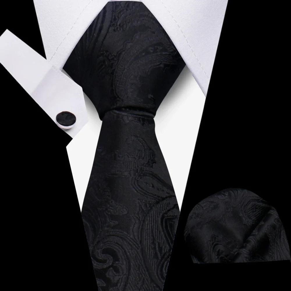 Elegant Ties For Men Gift Fashion Men Tie Set Striped Luxury Necktie Handchief Cufflinks 3 Pcs Business Wedding Suit Accessories 4