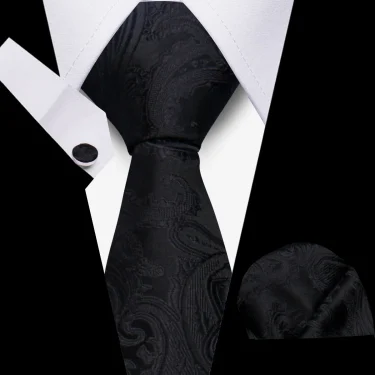 Elegant Ties For Men Gift Fashion Men Tie Set Striped Luxury Necktie Handchief Cufflinks 3 Pcs Business Wedding Suit Accessories 4