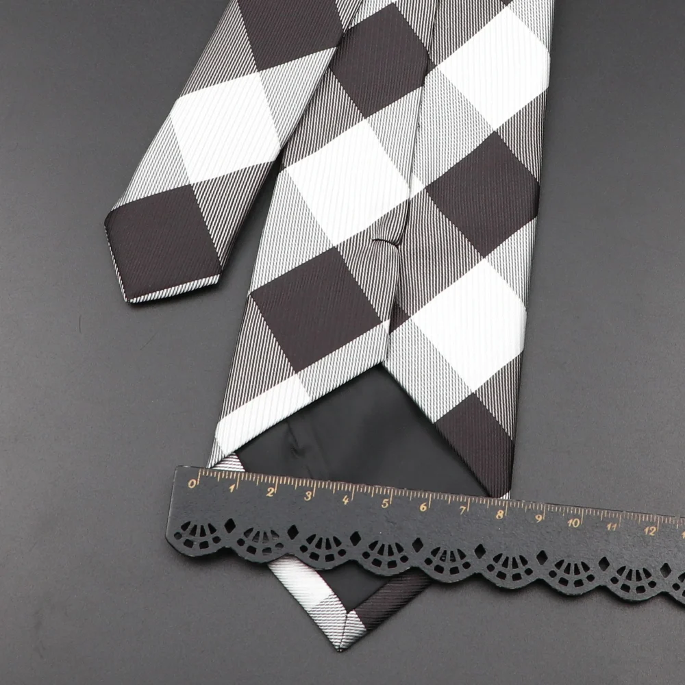 New Men's Classic Plaid Tie Luxury Stripe 8cm Jacquard Necktie All-Match Cravat For Business Wedding Party Daily Wear Accessory 5