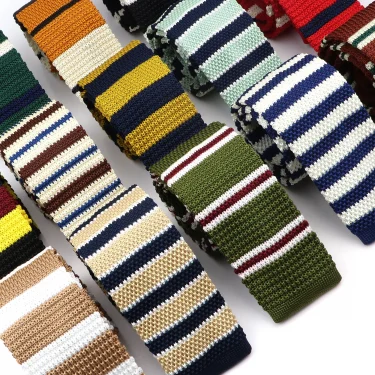 Men's Striped Knitted Knit Colorful Slim Tie New Style Fashion Leisure Classic Necktie Normal Woven Cravate Narrow Neckties 1