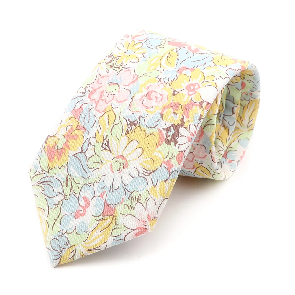 100% Cotton Floral Necktie For Men Casual Elegant Style Tie Fit Wedding Party Dinner Daily Wear Suit Shirt Cravat Accessory 4