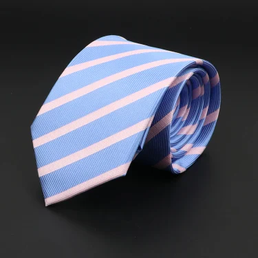 New Men's Tie Classic Red Blue Black Solid Color Stripe 7cm Jacquard Necktie Daily Wear Business Formal Wedding Tie Gift For Men 5
