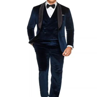 Men's Suit Velvet Shawl Lapel Jacket and Vest Pants tuxedos men suits wedding prom suits 2