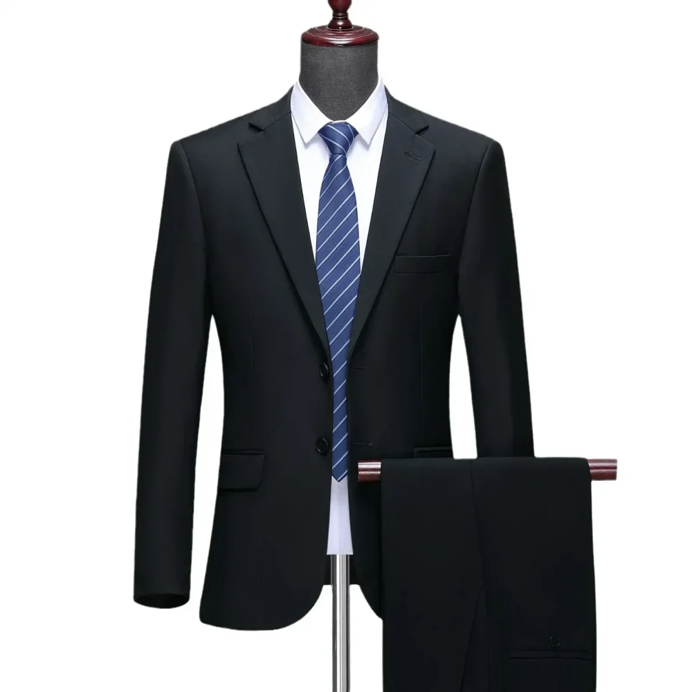 Suit S-8XL (Blazer+ Trousers) Men's Fashion Business Plus Size Gentleman's Casual Shirt for Work Slim-fit Wedding Formal Suit 3