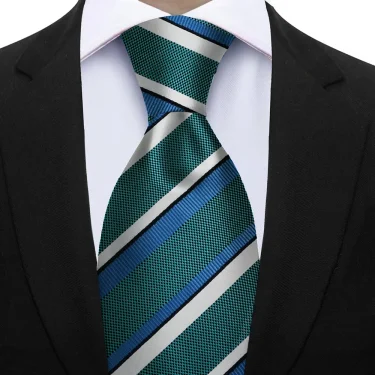 Luxury 7CM Striped Mens Necktie Sage Green Ties For Man Groom Groomsman Jacquard Woven Ascot Formal Business Party Accessories 3