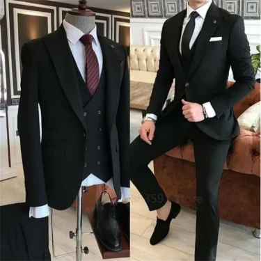 3 Pieces Groom Wear Green Men Suits 2023 Slim Fit Peak Lapel One Button Wedding Tuxedo Terno Masculino (Jacket+Pants+Vest） 3