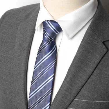 Tie Gravatas Fashion Jacquard Woven 7 Cm Necktie Wedding Accessories Dark Blue Man Stripe Fit Group Party Office Dropshipping 5