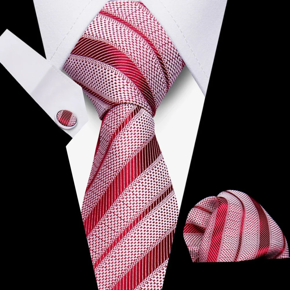 Tie Men Business Necktie Set Classic Plaid Cufflinks Handkerchief For Suit Wedding High Quality 3pcs Ties Sets Formal Gravata 5