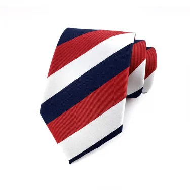 Luxury 8CM Mens Ties Necktie Red Color Stripes Ties For Man Groom Jacquard Woven Neck Tie For Business Wedding Party 6