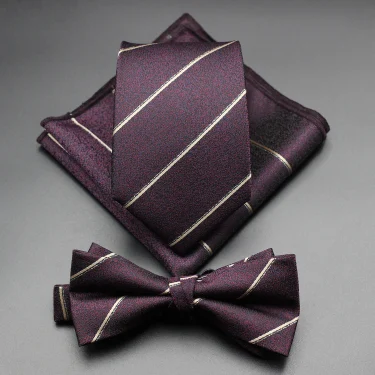 8CM Geometric Striped Necktie Set Red Blue Brown Floral Tie Pocket Squares for Man Birthday Gift Fit Party 2