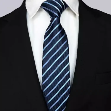 NEW 8cm Tie for Man Tie Luxury Striped Stripes Blue Navy Business Neck Tie Suit Cravat Wedding Party Necktie Men Gift 4