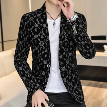 High Quality Casual Corduroy Blazers Jacket 2025 Spring Autumn Men's Slim Fit Suit Coat Streetwear Plus Size M-5XL Tops Clothing 3