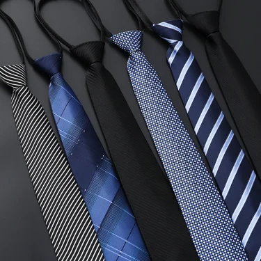 Lazy Zipper Men's Tie Business Formal Dress Wear Stripe Solid Color Zipper Necktie Wholesale Gifts for Men Slim Skinny Tie 1
