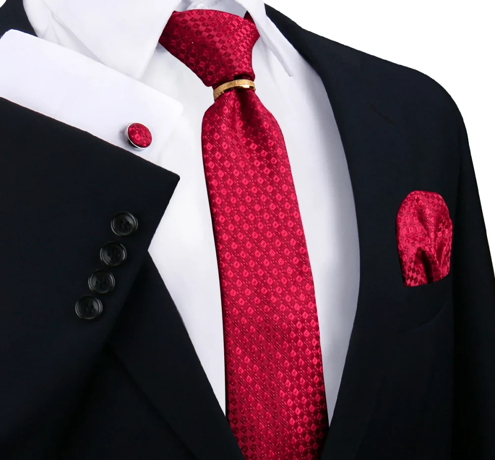 Luxury 100% Silk Tie For Mens Necktie Handkerchief Pocket Square Cufflink with Ring Brooch Set Wedding Business Ties Accessories 5