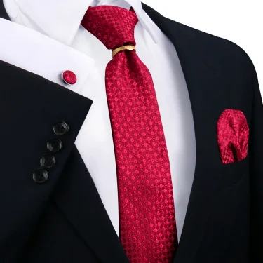 Luxury 100% Silk Tie For Mens Necktie Handkerchief Pocket Square Cufflink with Ring Brooch Set Wedding Business Ties Accessories 5