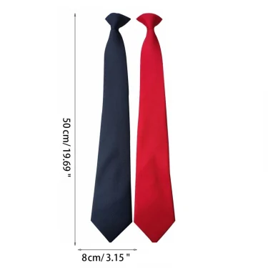 Men Women Simple Clip on Tie Uniform Plain Solid Color Pre-Tied Party Necktie 3