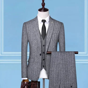 2025 Slim-Fit Three-Piece Suit Vest Trousers Set High-End Boutique British Wedding Party Trend Casual Formal Dress 4