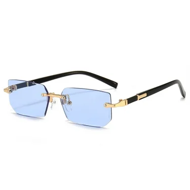 Rimless Sunglasses Rectangle Fashion Popular Women Men Shades Small Square Sun Glasses For Female male Summer Traveling Oculos 4
