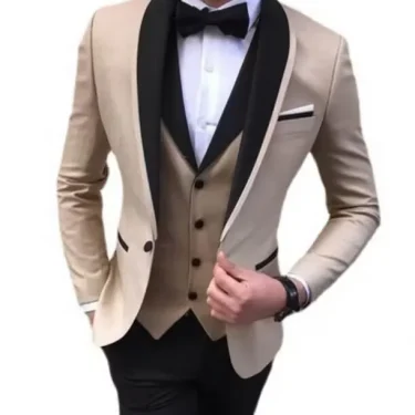 Casual Solid 3 Piece Men Wedding Suits Slim Fit Shawl Lapel Blazer Vest Pants Formal Business Groom Tuxedos Party Costume Homme 4