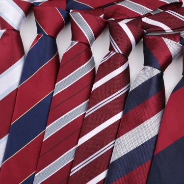 Luxury 8CM Mens Ties Necktie Red Color Stripes Ties For Man Groom Jacquard Woven Neck Tie For Business Wedding Party 1